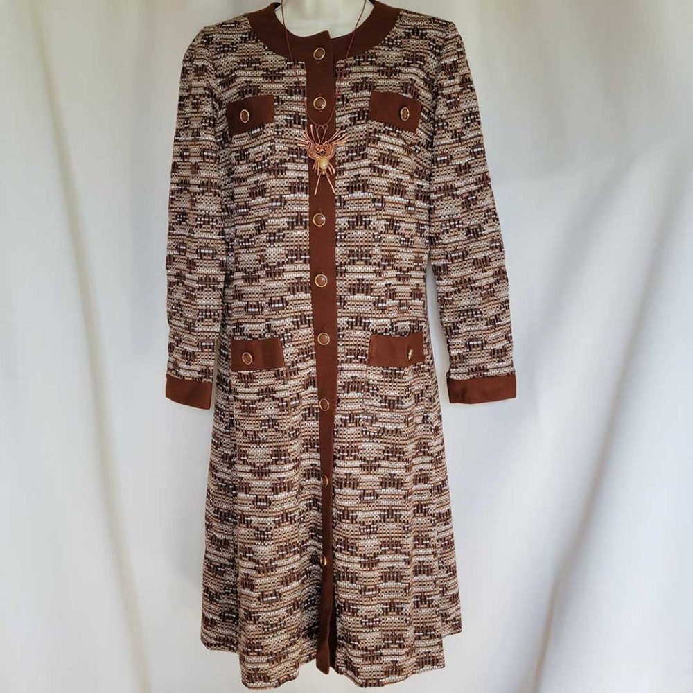 1960s Vintage Douglas Neospun Jersey Dress in Courtaulds Courtelle